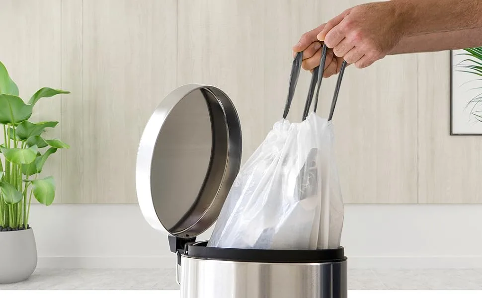 1.6 Gallon/220pcs Strong Drawstring Trash Bags Garbage Bags by Teivio, Bathroom Trash Can Bin Liners, Code b fit 6 Liter, Small Plastic Bags for home office kitchen - product information 1