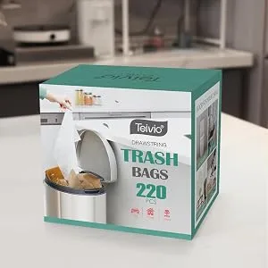 1.6 Gallon/220pcs Strong Drawstring Trash Bags Garbage Bags by Teivio, Bathroom Trash Can Bin Liners, Code b fit 6 Liter, Small Plastic Bags for home office kitchen - product information 2
