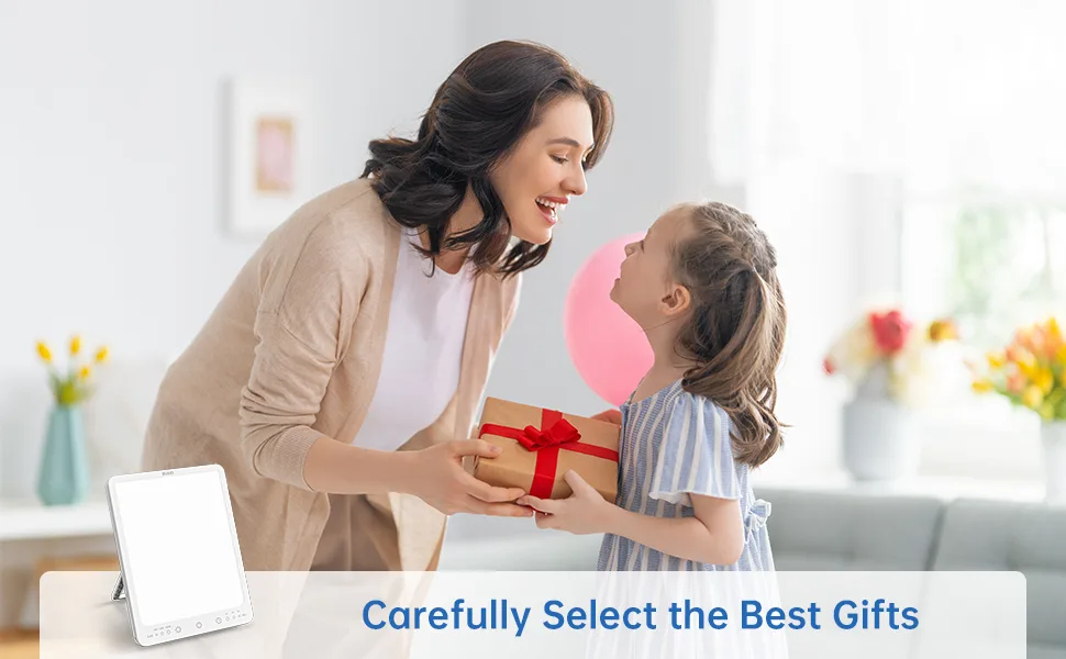 SUXIO Light Therapy Lamp - 10000 Lux Therapy Light, 3 Timing & Mode Happy Lamp, Touch Control Daylight Lamp with Memory Function, Portable Light Therapy Box for Home/Office Use Lift Mood USB-A - Christmas gifts