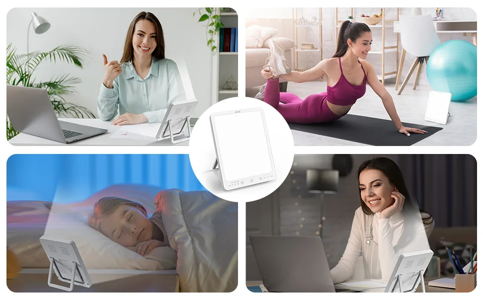 SUXIO Light Therapy Lamp - 10000 Lux Therapy Light, 3 Timing & Mode Happy Lamp, Touch Control Daylight Lamp with Memory Function, Portable Light Therapy Box for Home/Office Use Lift Mood USB-A - Therapy Light
