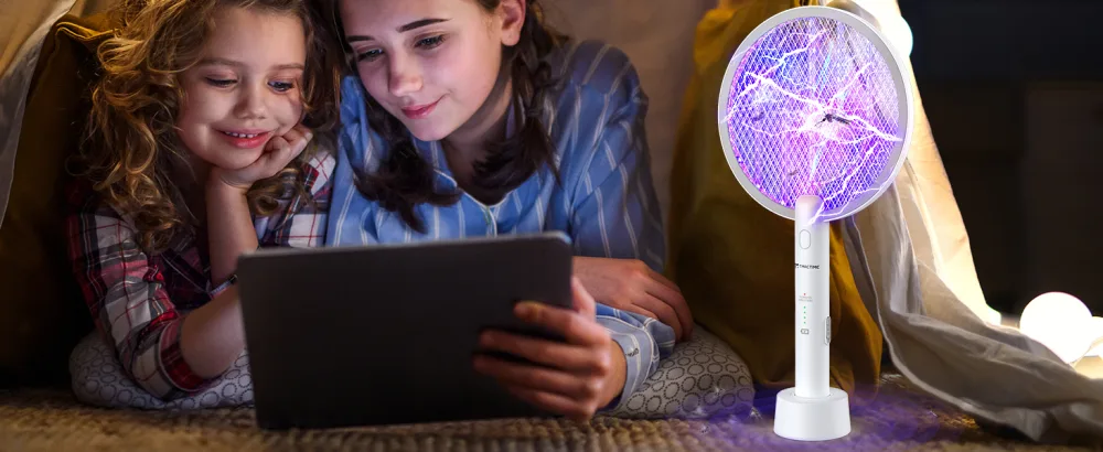 TMACTIME Electric Fly Swatter 4000V Bug Zapper Racket 2 in 1 Fly Zapper with USB Rechargeable Base and 3-Layer Safety Mesh for Bedroom Kitchen Patio and Outdoors 1PC - product information 14