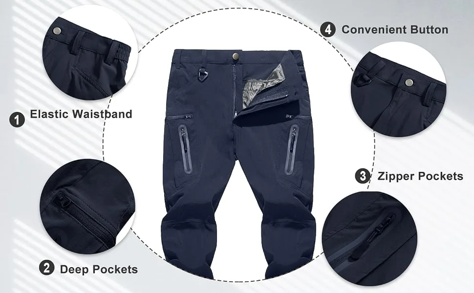 TACVASEN Men's Tactical Pants Quick-Dry Water-Resistant Lightweight Hiking Pants with 8 Pockets 36 #01 Thin Khaki - TACVASEN Men