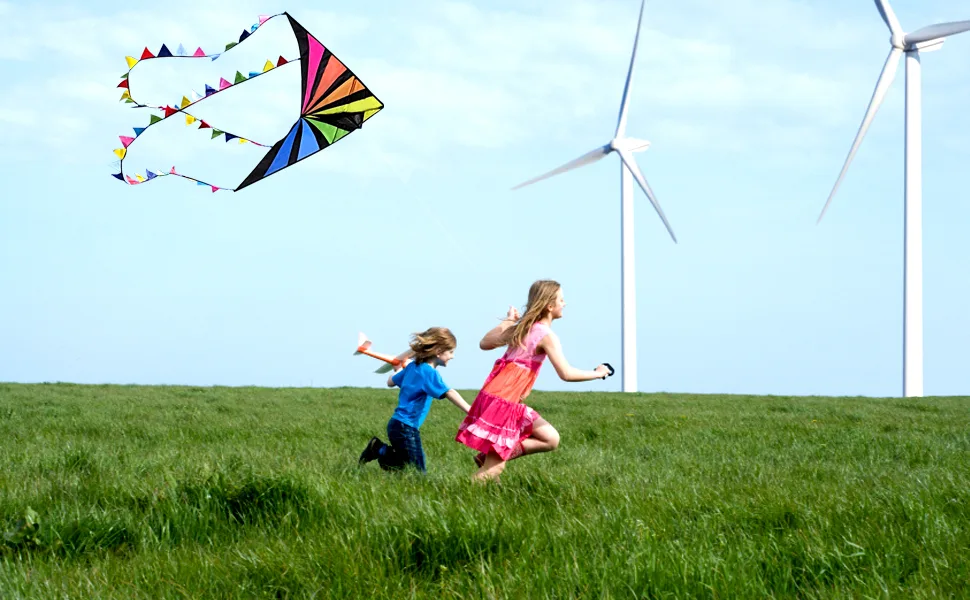 Simxkai Kite for Kids & Adults,Age 4 8 12,Beach Kite,Large Kite,Easy to Fly,it Comes with 300ft String Kite Handle 60in Rainbow Double Taill - kites