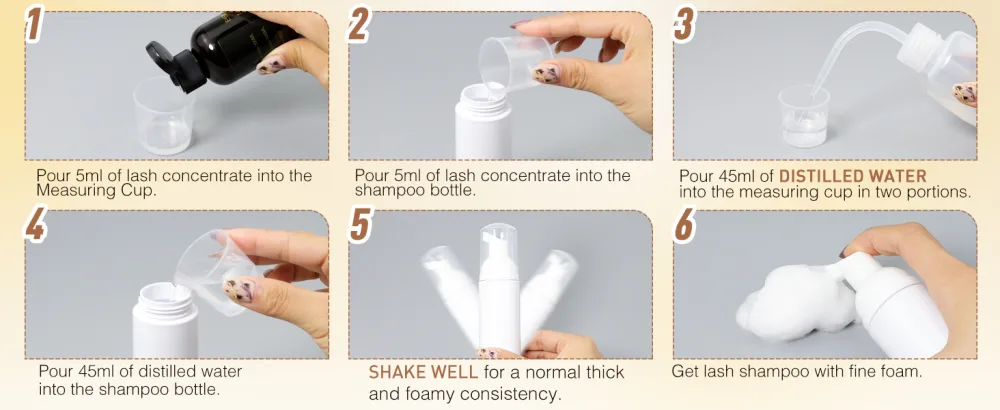 Lash Shampoo Concentrate for Lash Extensions 100ml Eyelash Extension Cleanser Concentrate Bulk Liquid Kit with Brush Bottle Foam Soap Lash Bath Solution - Makes 20 Bottles 50ml Shampoo by EMEDA (Rose) - lash shampoo concentrate