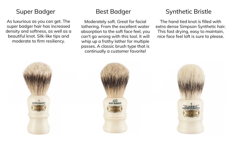 Commodore Best Badger Brush- Simpson Shaving Brushes - Faux Ivory Handle (X1 Best) - badger