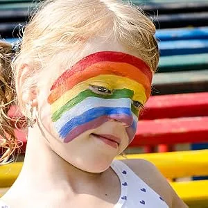Maydear Face Painting Kit for Kids & Adults with 6 Colors Split Cake Palette, 2 Brushes, Safe & Non-Toxic Water Based Makeup Face Paint Kit - paint