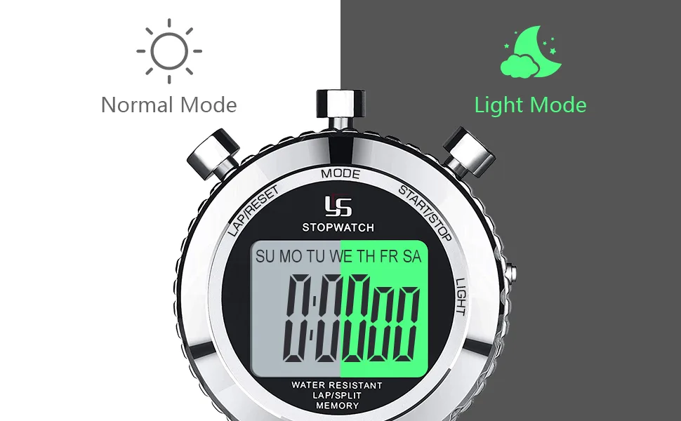 LAOPAO Stopwatch Metal Stopwatch Timer with Backlit 1/100th Second Precision 2 Lap Memory Digital Stop Watch for Coaches 2 Lap-backlit - product information 6