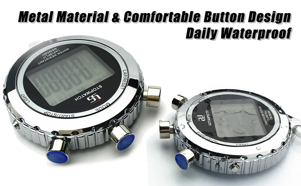 LAOPAO Stopwatch Metal Stopwatch Timer with Backlit 1/100th Second Precision 2 Lap Memory Digital Stop Watch for Coaches 2 Lap-backlit - product information 7
