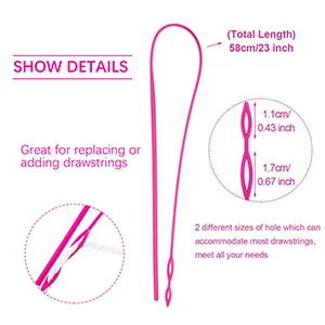 6 Pcs/Set Flexible Drawstring Threaders Easy Threader Drawstring Replacement Tool (2pcs Plastic Drawstring threaders, 2pcs Metal Drawstring threaders and 2pcs Metal Tweezers) - product information 3