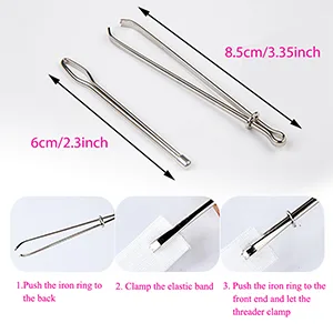 6 Pcs/Set Flexible Drawstring Threaders Easy Threader Drawstring Replacement Tool (2pcs Plastic Drawstring threaders, 2pcs Metal Drawstring threaders and 2pcs Metal Tweezers) - product information 4