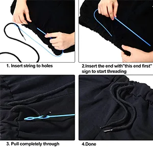 6 Pcs/Set Flexible Drawstring Threaders Easy Threader Drawstring Replacement Tool (2pcs Plastic Drawstring threaders, 2pcs Metal Drawstring threaders and 2pcs Metal Tweezers) - product information 6
