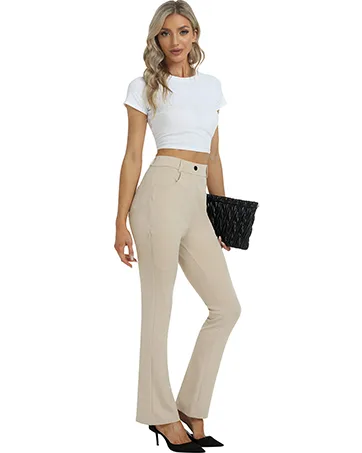 MoFiz Womens Capri Pants Lightweight Elastic Waist Golf Pants and Womens Work Pants with Pockets Ac-silver Gray X-Small - product information 2