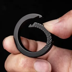 TISUR Titanium Round Carabiner Clip,Spring Hook Key Ring,Small Keychain Carabiner,with D-Ring for Keys Black Carabiner Key Clip - cool keychain for men