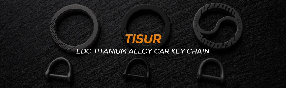 TISUR Titanium Round Carabiner Clip,Spring Hook Key Ring,Small Keychain Carabiner,with D-Ring for Keys Black Carabiner Key Clip - key chain key ring titanium key ring