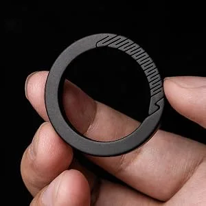 TISUR Titanium Round Carabiner Clip,Spring Hook Key Ring,Small Keychain Carabiner,with D-Ring for Keys Black Carabiner Key Clip - quick release key ring