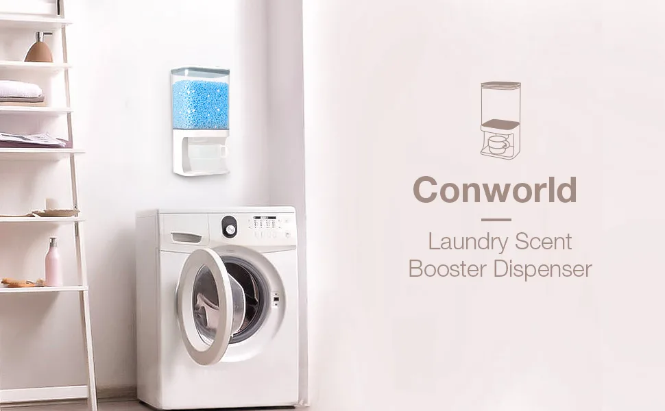 Conworld Scent Booster Beads Dispenser, Laundry Detergent Dispenser, Wall-Mounted for Laundry Beads, Laundry Room Organization, for Laundry Detergent Powder, Scent Booster, Laundry Beans 1000ML-White - Laundry Detergent Dispenser