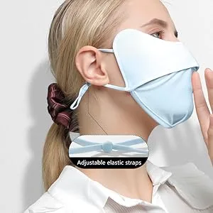 Ligart UV Face Mask Washable Reusable Exercise Breathable Sun Protection Golf Sports Face Mask for Women Solid Color - adjustable elastic band ear straps