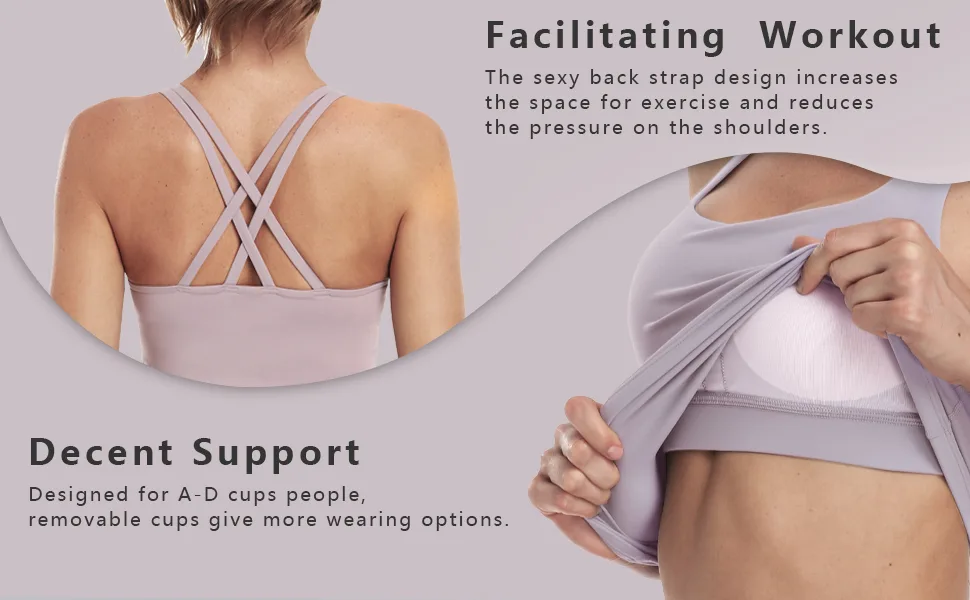 HeyNuts Longline Zeal Bras Medium Impact Wirefree Sports Bras Workout Tank Tops with Removable Pads, A-D Cups Medium White - 023-5