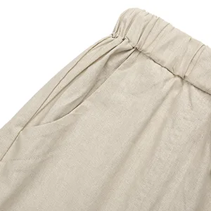 AUDATE Men's Pants Summer Beach Trousers Cotton Linen Trouser Casual Lightweight Drawstring Yoga Pant Green Medium - product information 9