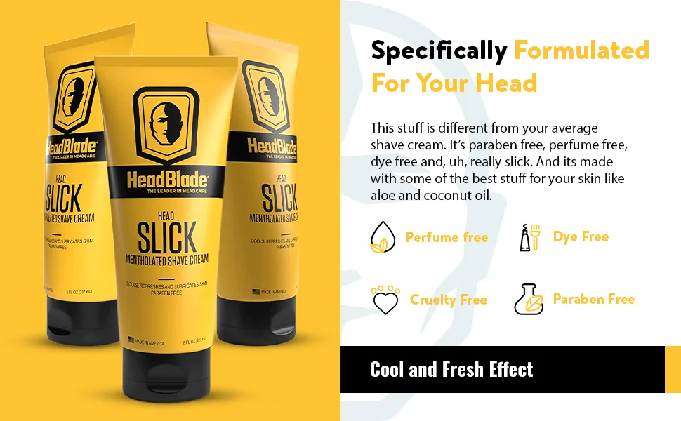 ATX Men's Head Shaving Basics Bundle with 8oz HeadSlick Cream, Razor, Blade Refills - Close Shave Kit with An Easier and Faster Shave 8 Ounce - ATX razor, headblade, head shave, bear shave, dual suspension