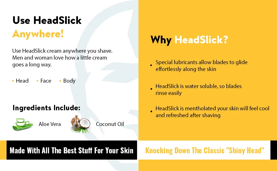 ATX Men's Head Shaving Basics Bundle with 8oz HeadSlick Cream, Razor, Blade Refills - Close Shave Kit with An Easier and Faster Shave 8 Ounce - ATX razor, headblade, head shave, bear shave, dual suspension