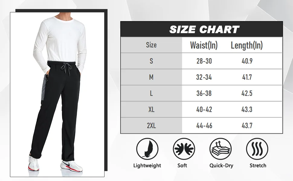 SPOSULEI Men's Sweatpants with Zipper Pockets Open Bottom Athletic Pants for Jogging, Workout, Gym, Running, Training XX-Large Black - Mens Workout Athletic Hiking Sweatpants Joggers Pants Elastic Waist Jogging Running Pants for Men