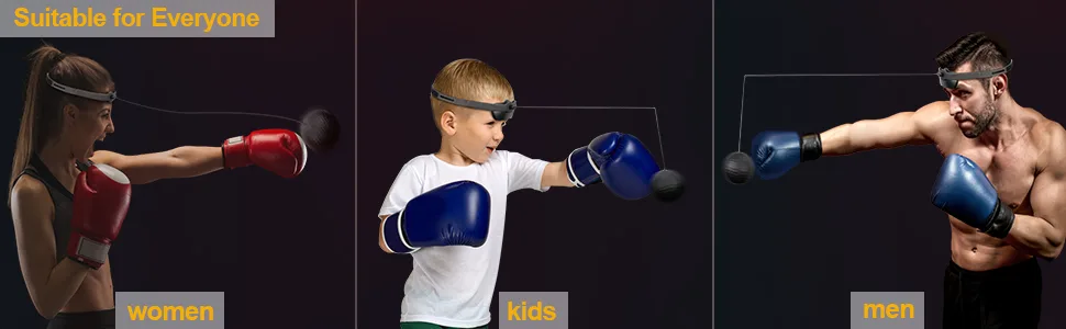 Hikeen Boxing Reflex Ball, Adjustable MMA Boxing Equipment for Adults and Kids, Punching Speed and Hand Eye Coordination Training 2 Difficulty Levels - reflex ball