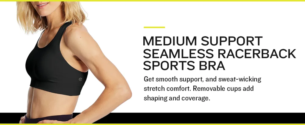 C9 Champion Women's Medium Support Seamless Racerback Bra Large Ebony - style