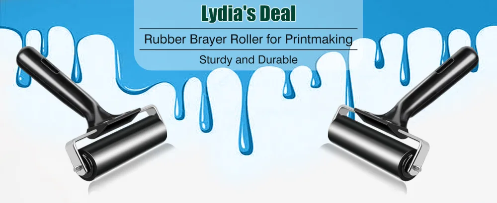Lydia's Deal Rubber Roller Brayer for Printmaking, Ink Roller Tool Brayer Rollers for Crafting, Printing, Inking and Stamping (4-Inch, Black) - rubber brayer roller-1