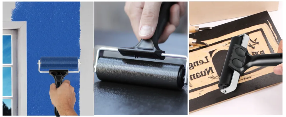 Lydia's Deal Rubber Roller Brayer for Printmaking, Ink Roller Tool Brayer Rollers for Crafting, Printing, Inking and Stamping (4-Inch, Black) - rubber brayer roller-applications