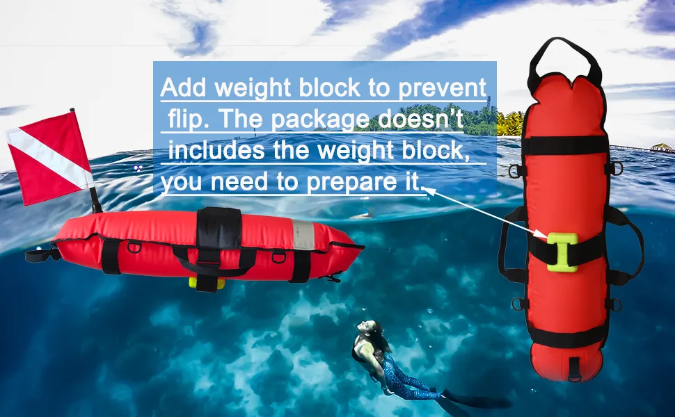 JZLiner Spearfishing Float Dive Surface Marker Buoy Scuba Flag Diver Down Flag Gear for Diving Orange - DSMB-4