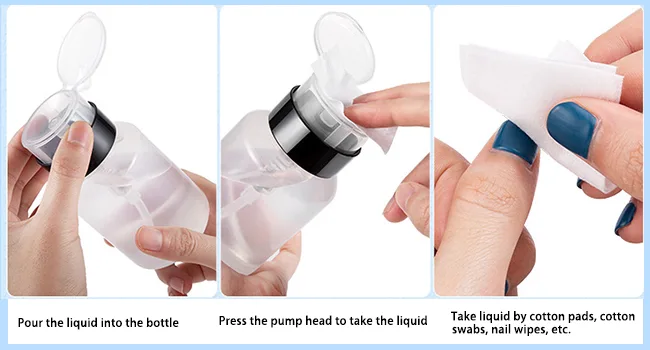 Biutee Cleaner Bottle Clear Bottle 1 PCS Push Down Empty Lockable Pump Dispenser Bottle for Nail Polish and Makeup Remover 200ml (1 PCS) - product information 18