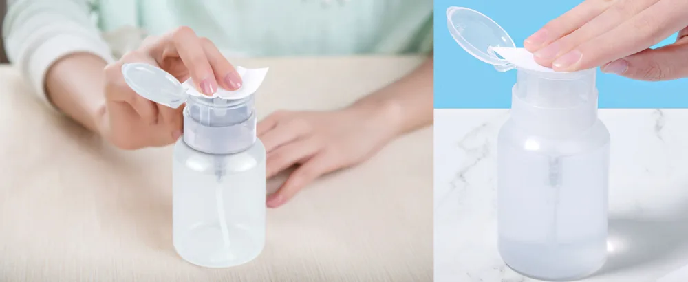 Biutee Cleaner Bottle Clear Bottle 1 PCS Push Down Empty Lockable Pump Dispenser Bottle for Nail Polish and Makeup Remover 200ml (1 PCS) - product information 19