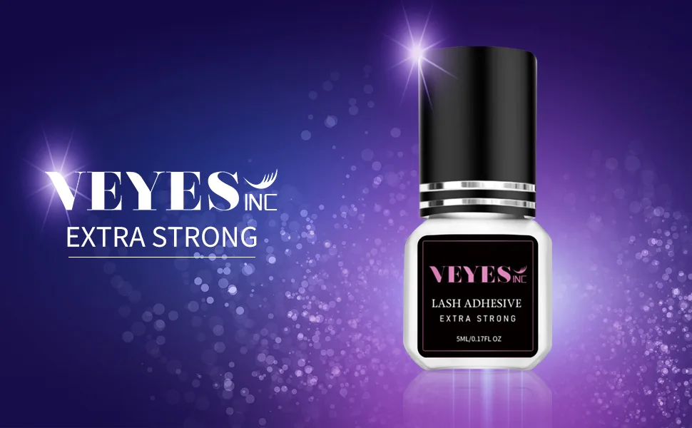 VEYES INC Eyelash Extension Glue - Extra Strong Professional Lash Glue 5ml | 1 Sec Drying time | Retention - 8 Weeks | Black Adhesive for Semi-Permanent Extensions Professional Use Only - Lash glue