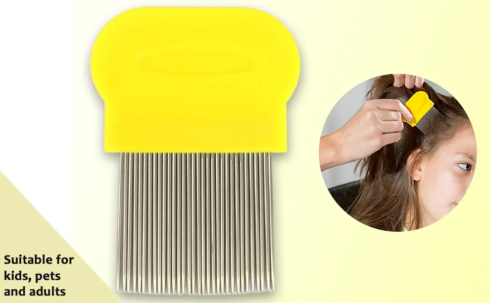 1 Piece Yellow Nitty Gritty Hair Nit Comb Remove Head Nits Stainless Steel Teeth Nit Combs For Kids Adults And Pets - product information 5