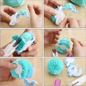 Wayion Pom Pom Maker Art DIY 4 Size Fluff Ball Bobble Weaver Needle Craft Knitting Wool Tool Kit with a Thread Cutter Scissors - Steps