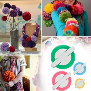 Wayion Pom Pom Maker Art DIY 4 Size Fluff Ball Bobble Weaver Needle Craft Knitting Wool Tool Kit with a Thread Cutter Scissors - Using Display