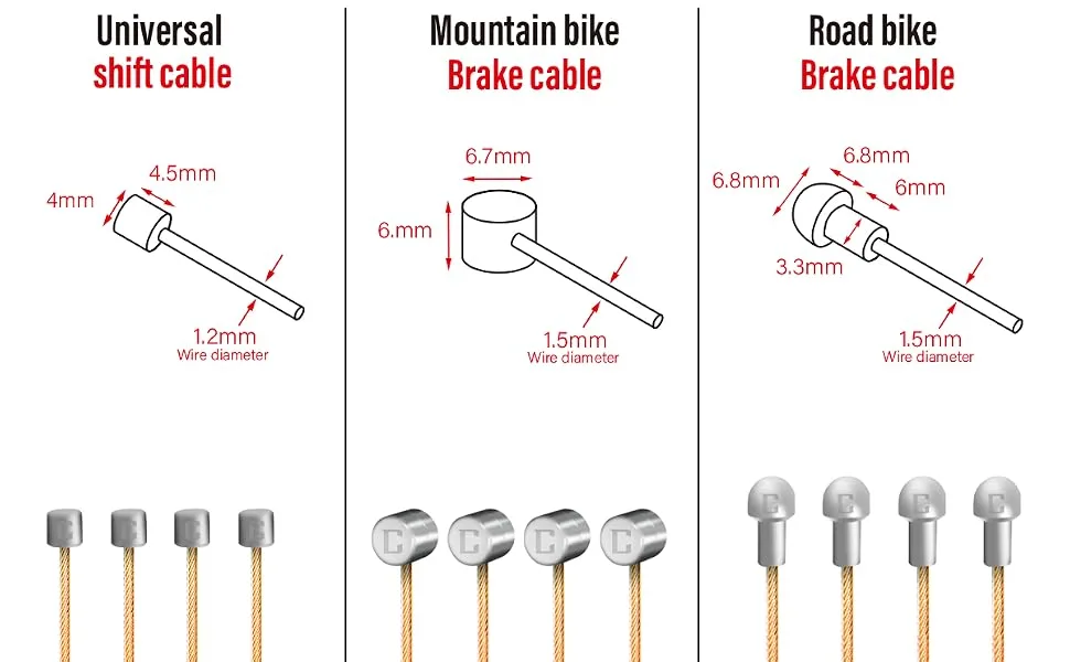 Chooee Bicycle PRO Shift Cable for Shimano/SRAM Shifter Cable Universal 2100mm/2500mm/3000mm/3500mm Ultra Slick Derailleur Cable gold 2x2500mm - product information 6