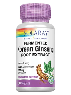 SOLARAY Fermented Korean Ginseng Root Extract | Healthy Stress, Energy & Physical Endurance Support | Vegan, Non-GMO | 30 VegCaps - Solaray Fermented Korean Ginseng Root Extract Stress Energy Physical Endurance Support Vegan Non-GMO