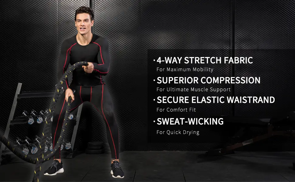 Queerier Mens Compression Pants Active Athletic Leggings with Pockets Running Baselayer Tights Cycling Workout Pants W/O Pockets-b Red XX-Large - product information 1