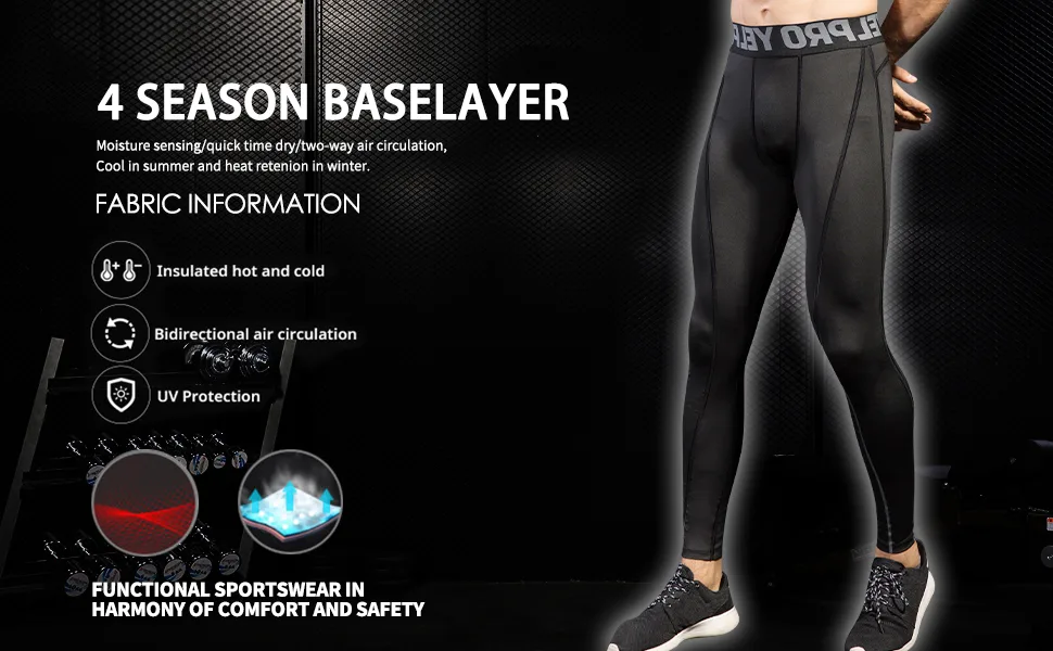 Queerier Mens Compression Pants Active Athletic Leggings with Pockets Running Baselayer Tights Cycling Workout Pants W/O Pockets-b Red XX-Large - product information 2