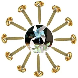 100 Pcs Brass Paper Fasteners, 8x17mm Plated Mini Brads for Scrapbooking Crafts DIY Projects (Gold) - Round head fasteners