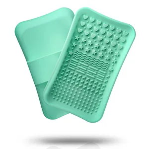 Makeup Brush Cleaner Mat, Make up Brush Cleaner Mat Pad, Silicone Brush Cleaning Mat, Paint Brush Cleaner Tool with Back Strap, Beauty Makeup Washing Tool Makeup Brushes for All Brushes Black - Make up Brush Cleaner Mat