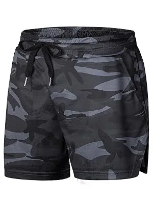 FLYFIREFLY Men's Gym Workout Shorts Running Lightweight Athletic Short Pants Bodybuilding Training Medium Black - gym shorts for men