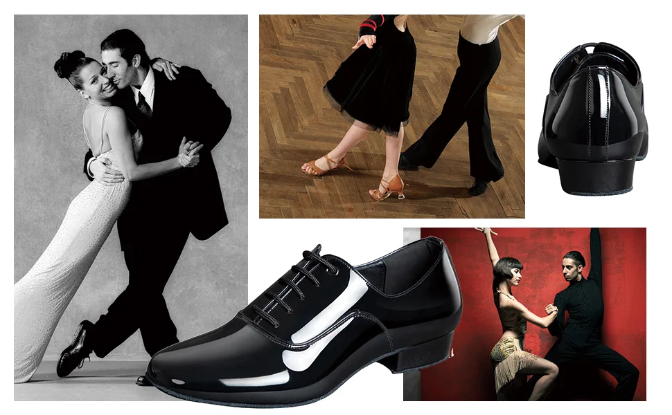 ARCLIBER Mens Dance Shoes Ballroom PU Leather Black Dancing Shoes for Men Sole Tango Salsa Latin 13 Black - product information 2