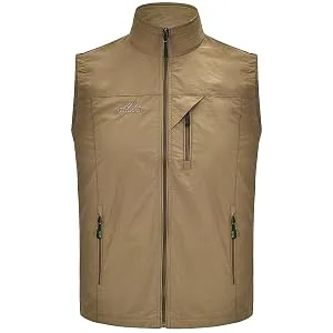 Spanye Men Lightweight Vest Outdoor Leisure Vest with Pockets Windproof Jacket For Sport Golf Work Medium 01black - product information 3