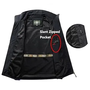 Spanye Men Lightweight Vest Outdoor Leisure Vest with Pockets Windproof Jacket For Sport Golf Work Medium 01black - product information 6
