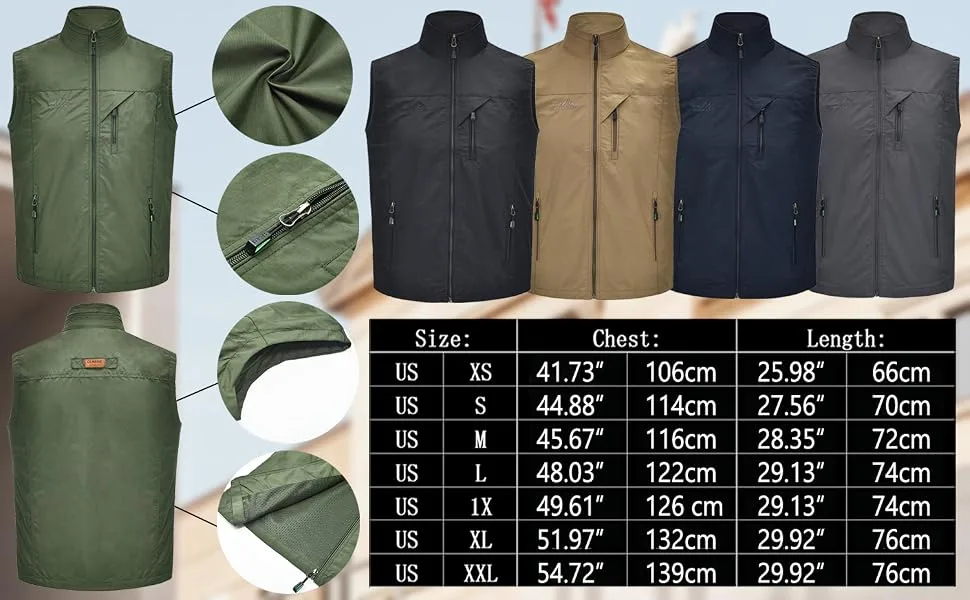 Spanye Men Lightweight Vest Outdoor Leisure Vest with Pockets Windproof Jacket For Sport Golf Work Medium 01black - s701