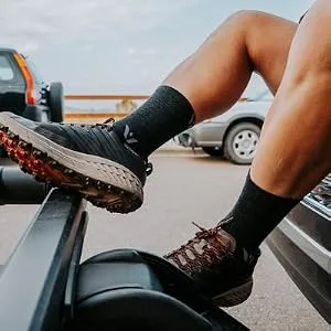 Swiftwick - FLITE XT TRAIL FIVE, Trail Running and Hiking Socks Stripe Aqua Large - FLITE XT TRAIL EVERYDAY USE TRAIL RUNNING SOCKS
