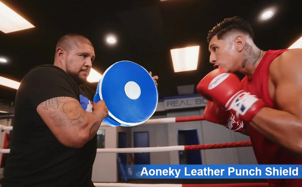 Aoneky Leather Punch Shield - Focus Strike Pad for Boxing - MMA Round Sparring Gear - product information 1